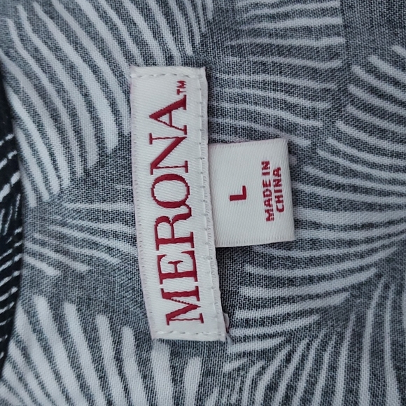 Large Merona Maxi Dress- Black with White Leaf Design - Picture 4 of 5